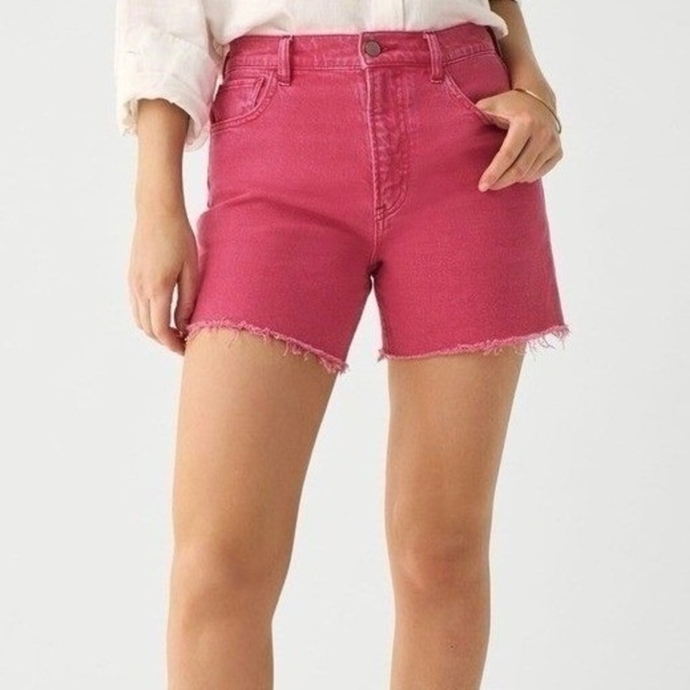 NWT Faherty Sunwashed Denim Shorts Pink Raw Hem Stretch Womens 25 MSRP $98